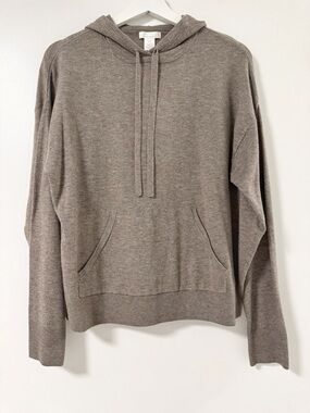 H&M Taupe Hooded Knit Pullover Sweater Hoodie SMALL